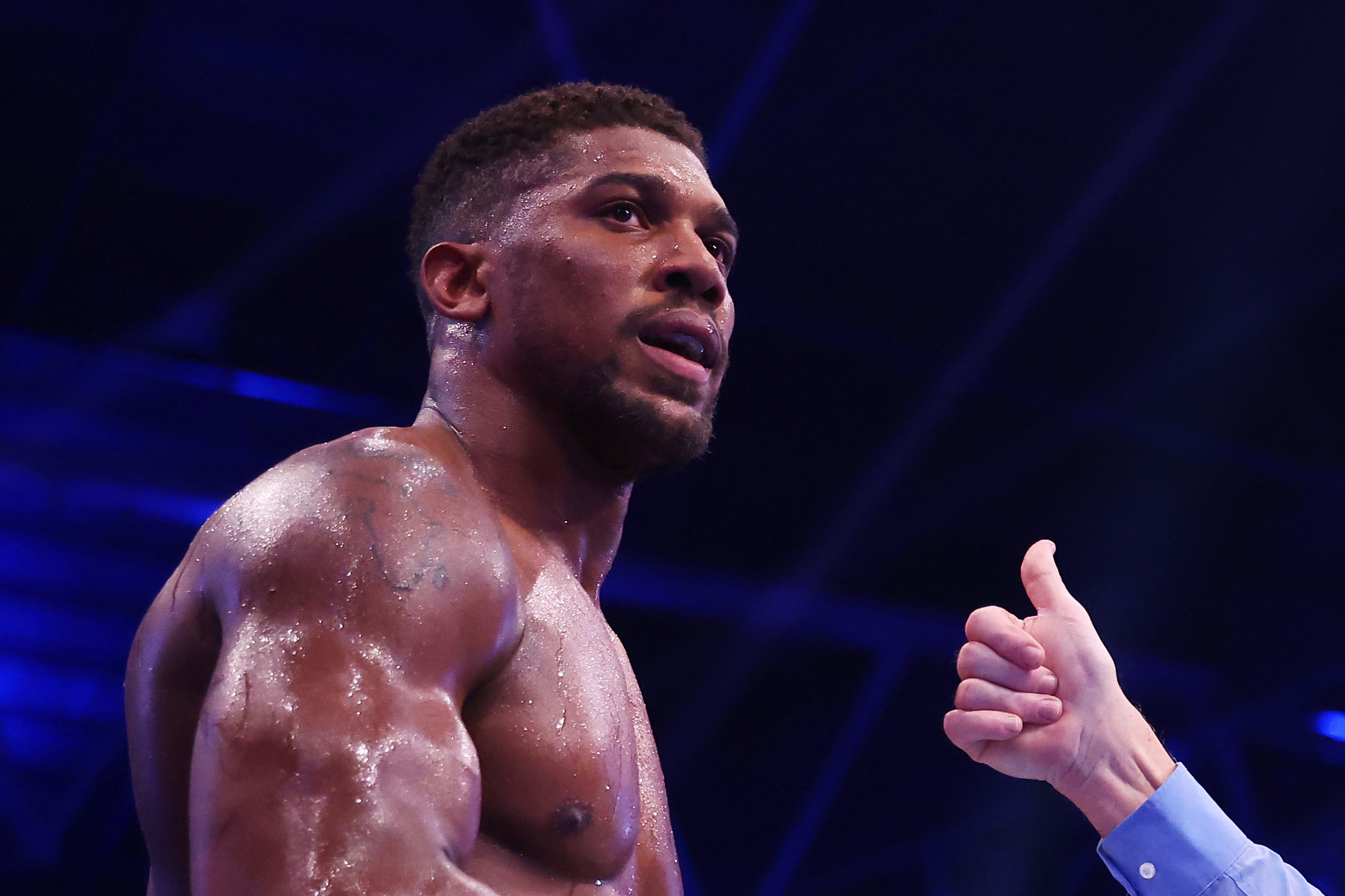 Anthony Joshua during his knockout loss to Daniel Dubois