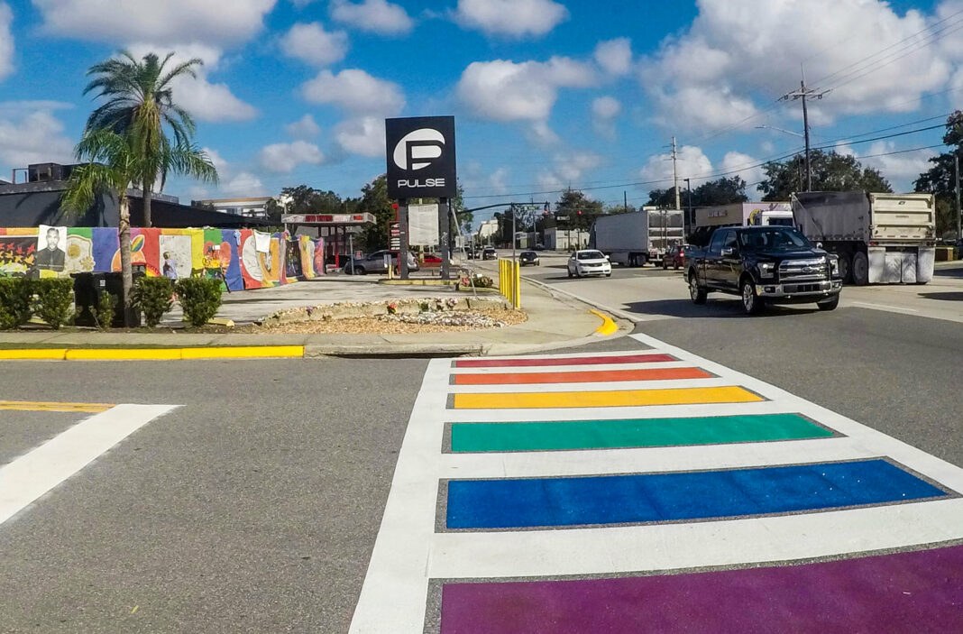 Pulse Memorial’s rainbow crosswalk removed overnight in Orlando, Florida
