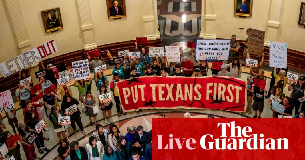 Texas house passes redrawn electoral map aiming to help Republicans keep majority in 2026 midterms – US politics live
