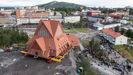 Sweden's 672-tonne Kiruna church crawls towards new location – video